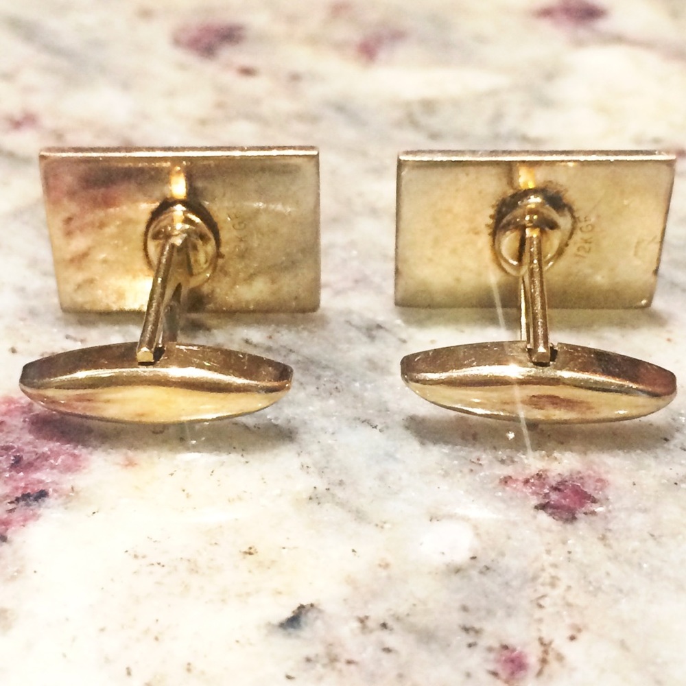 Swank Mens Gold Vintage Cuff Links - Picture 4 of 4